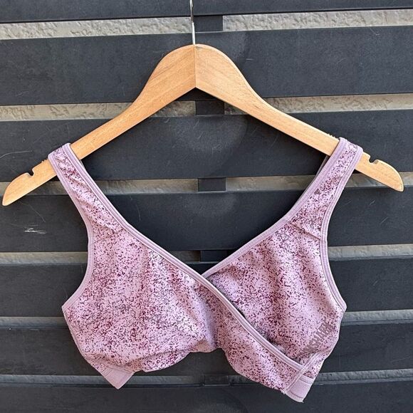 Gymshark Chalk Medium Support Sport Bra in Mallow Purple Print | Small - Picture 3 of 6